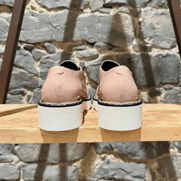 Stella McCartney Pink Patent Faux Leather Monk Strap Platform Shoes - Picture 5 of 11